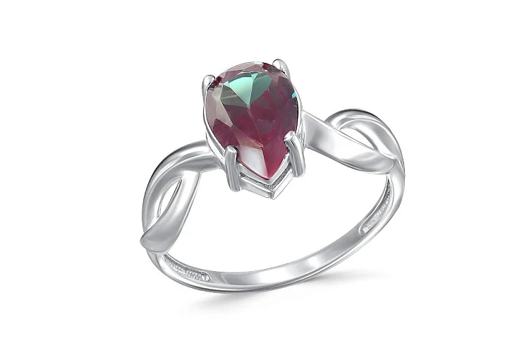 Кольцо из белого золота с александритом