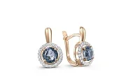Серьги из красного золота с 2 топазами лондон и 46 фианитами