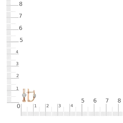 Детские серьги Сердца из красного золота с 6 фианитами