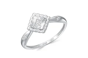 Кольцо Квадрат из белого золота с 10 бриллиантами