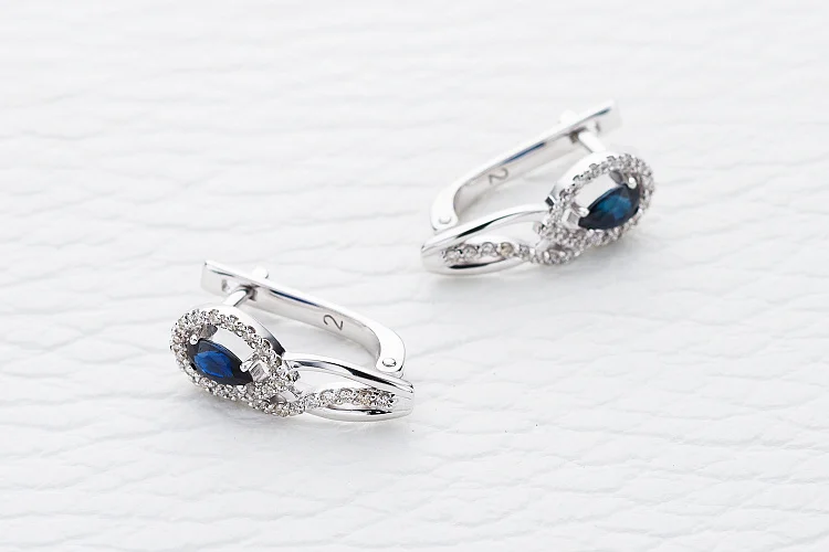 Серьги из белого золота с 2 сапфирами и 48 бриллиантами