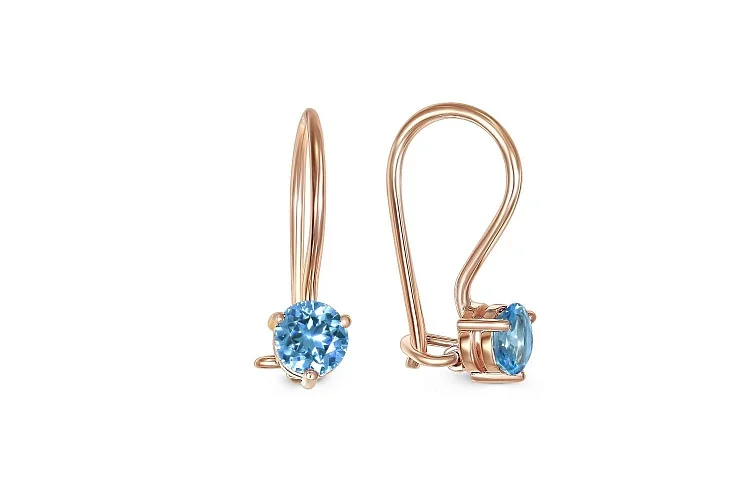 Детские серьги из красного золота с 2 топазами swiss