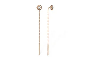 Серьги-продёвки из красного золота с 2 бриллиантами