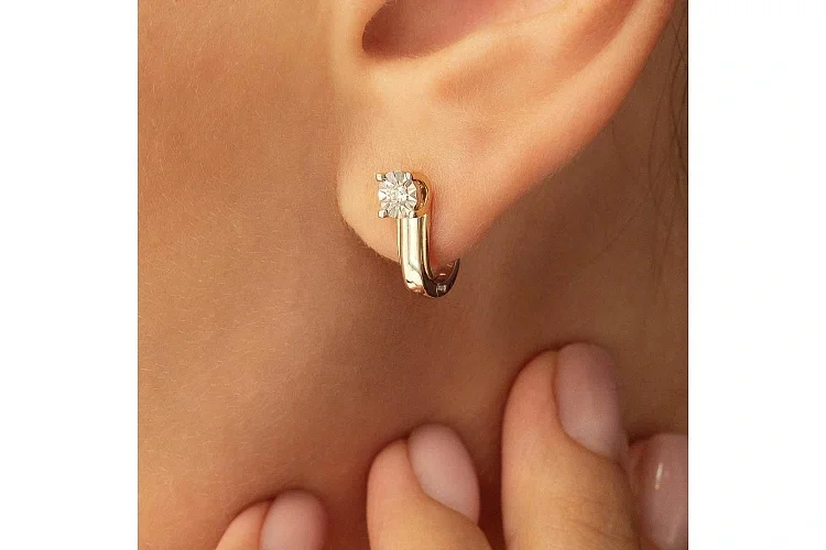 Серьги из белого золота с 2 бриллиантами