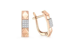 Серьги из красного золота с 24 фианитами