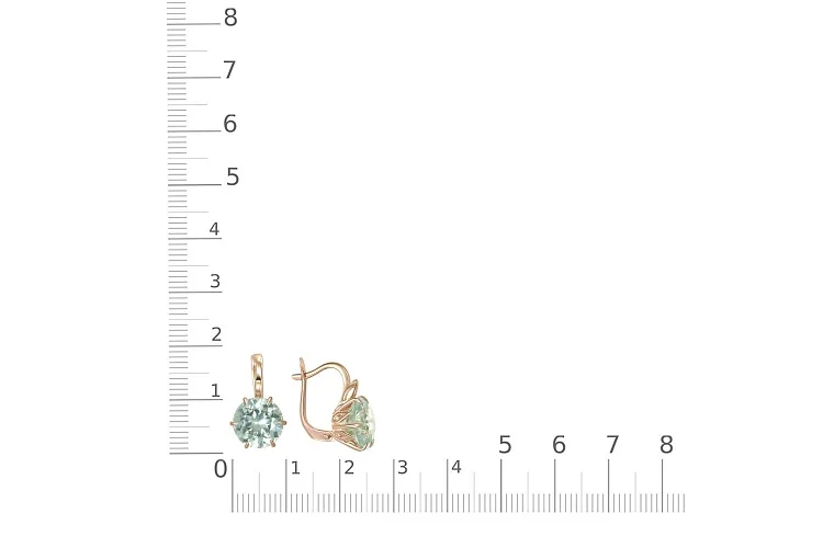 Серьги из красного золота с 2 празиолитами