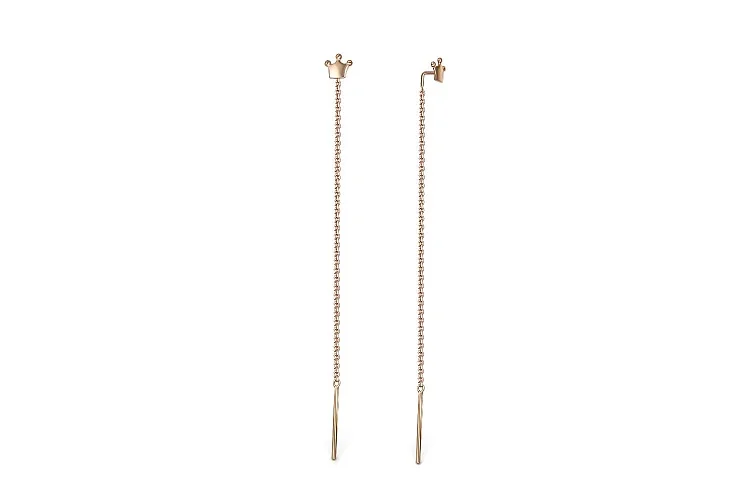 Серьги-продёвки Короны из красного золота без вставок