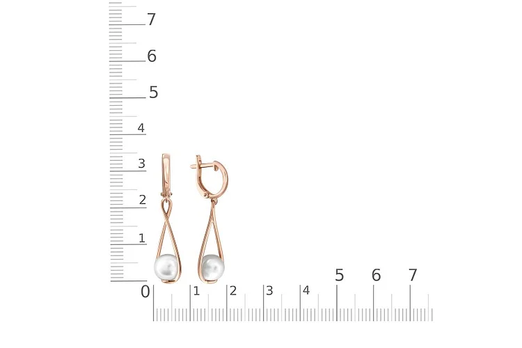 Серьги из красного золота с 2 жемчужинами