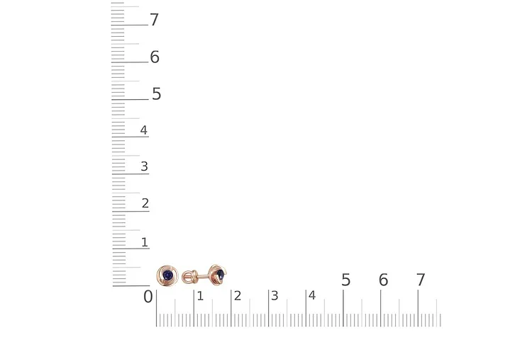 Серьги-пусеты из красного золота с 2 сапфирами