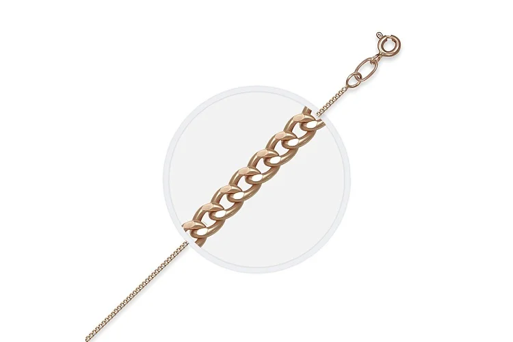 Цепь плетение панцирь ⌀ нити 0,35 мм  из красного золота