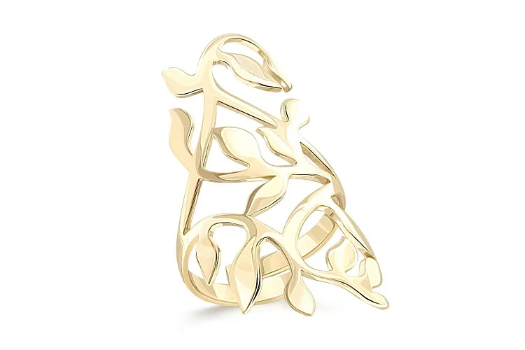 Кольцо Веточка из жёлтого золота без вставок