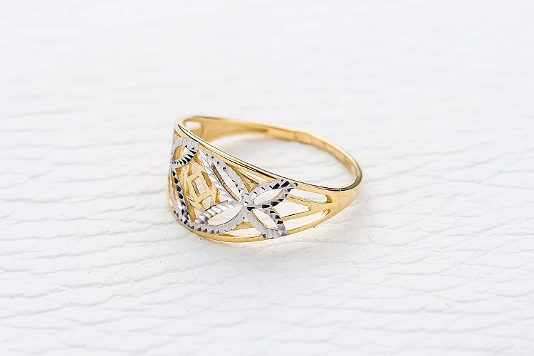 Кольцо Бабочка из жёлтого золота без вставок