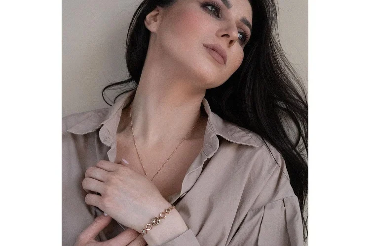 Браслет из красного золота с 3 аметистами