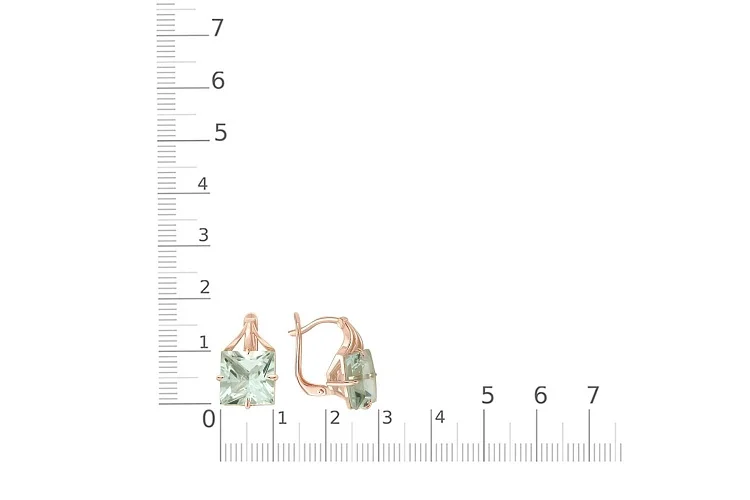 Серьги из красного золота с 2 празиолитами