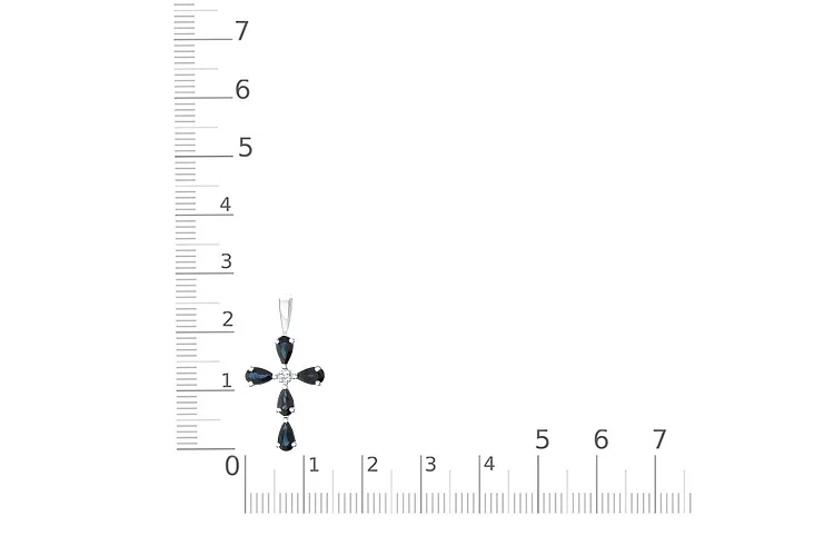 Крест Крест из белого золота с 5 сапфирами и бриллиантом