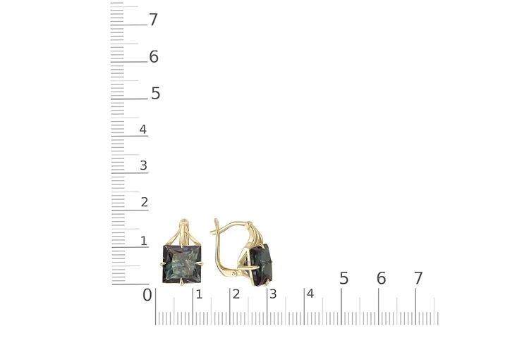 Серьги из жёлтого золота с 2 александритами