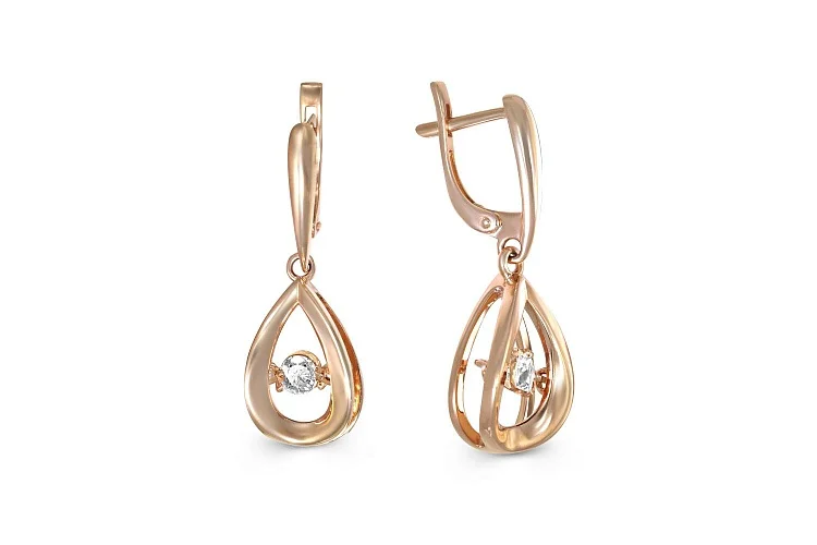 Серьги из красного золота с 2 бриллиантами