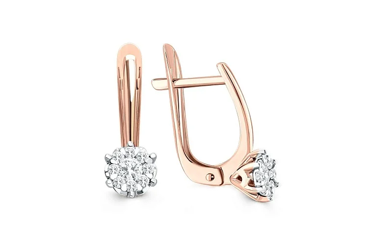 Серьги Малинки из красного золота с 18 бриллиантами