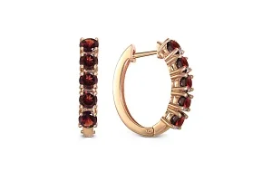 Серьги Дорожки из красного золота с 10 гранатами