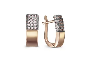 Серьги из красного золота с 56 фианитами