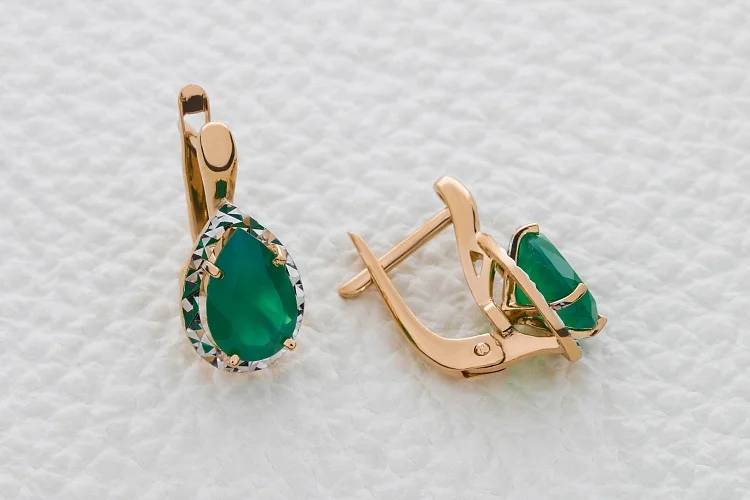 Серьги из красного золота с 2 агатами