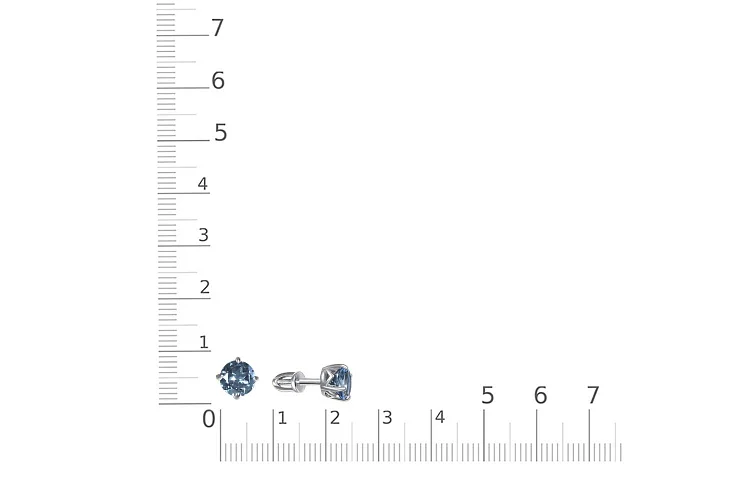 Серьги-пусеты из белого золота с 2 топазами лондон