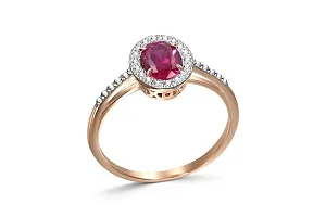 Кольцо из красного золота с корундом и 28 фианитами