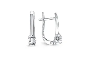 Серьги из белого золота с 2 фианитами