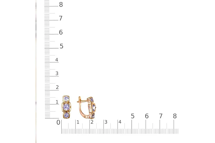 Серьги из красного золота с 6 танзанитами