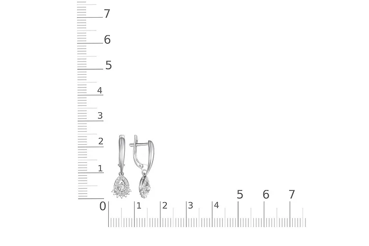 Серьги из белого золота с 46 фианитами
