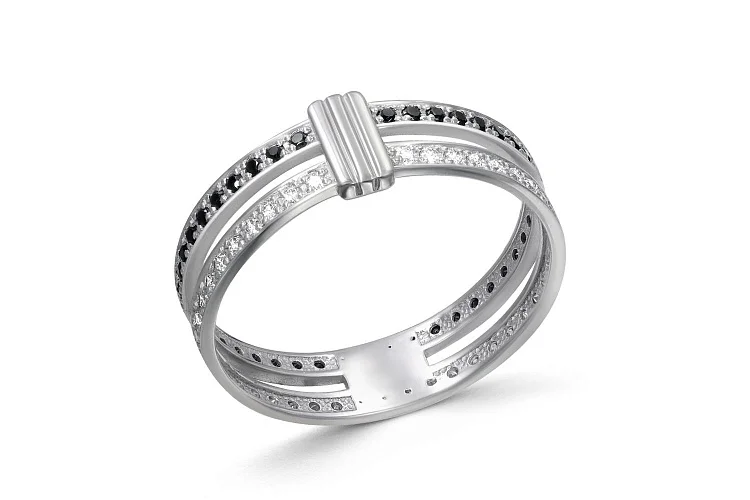 Кольцо Дорожка из белого золота с 84 фианитами