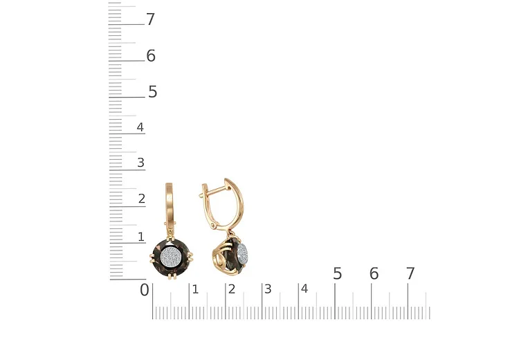 Серьги из жёлтого золота с 2 раухтопазами и 28 бриллиантами