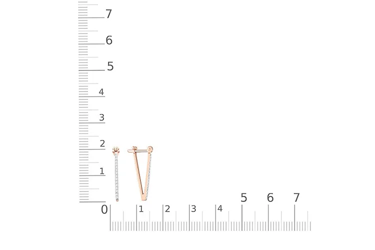 Серьги Треугольники из красного золота с 30 фианитами