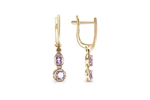 Серьги из жёлтого золота с 4 аметистами