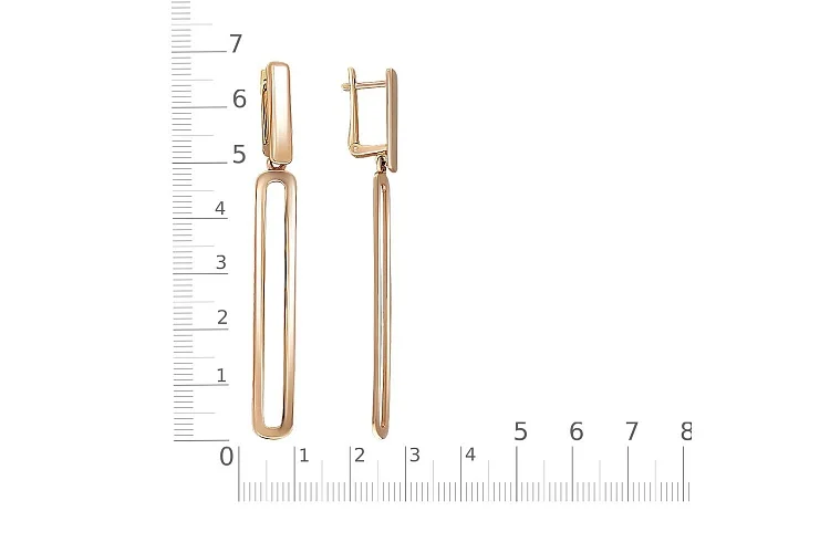 Серьги Прямоугольники из красного золота без вставок