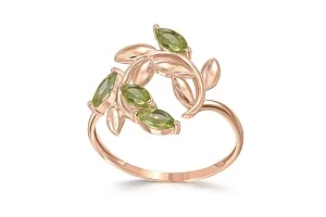 Кольцо Веточка из красного золота с 4 хризолитами