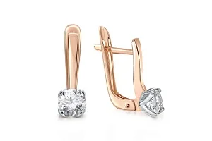 Серьги из красного золота с 2 муассанитами