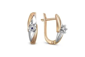 Серьги из красного золота с 2 сапфирами