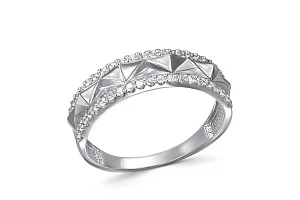 Кольцо из белого золота с 42 фианитами