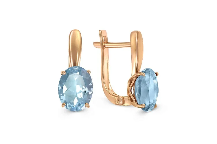 Серьги из красного золота с 2 топазами swiss