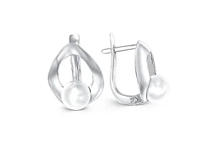 Серьги из белого золота с 2 жемчужинами