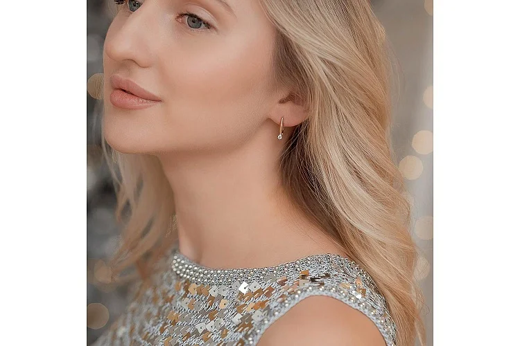 Серьги из красного золота с 2 бриллиантами