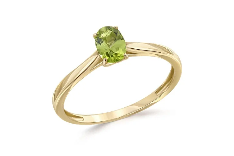 Кольцо из жёлтого золота с хризолитом