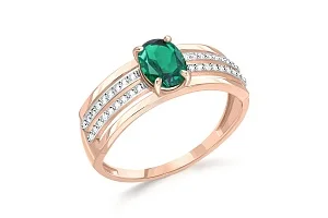 Кольцо из красного золота с изумрудом и 36 фианитами