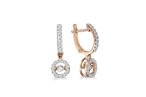 Серьги из красного золота с 46 фианитами