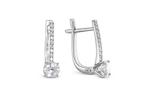 Серьги из белого золота с 20 фианитами
