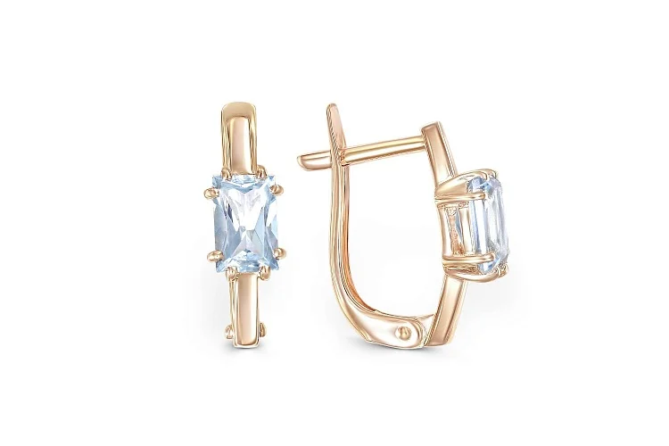 Серьги из красного золота с 2 топазами sky