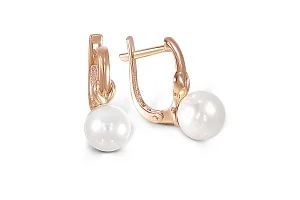 Серьги из красного золота с 2 жемчужинами