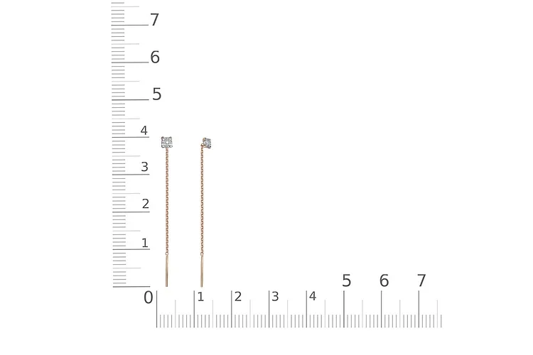Серьги-продёвки из красного золота с 2 бриллиантами