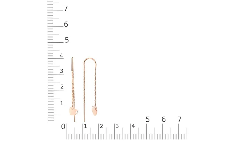 Серьги-продёвки из красного золота с 2 бриллиантами